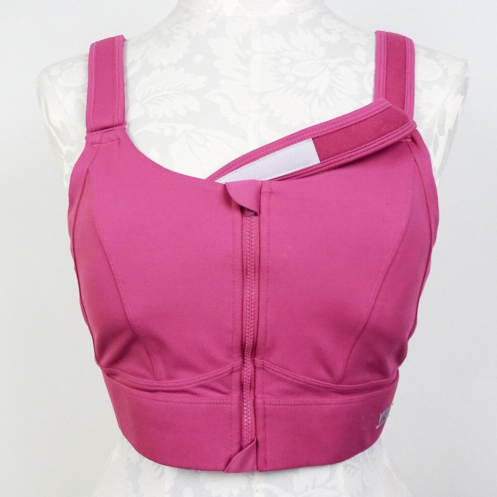 VFUS Zip Front Adjustable High Impact Sports Bra L Pink 36 BCD 38 AB Full Cover